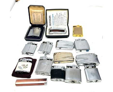 Vintage Ronson Lighters inc. Cased, Brass, Enamel x15 