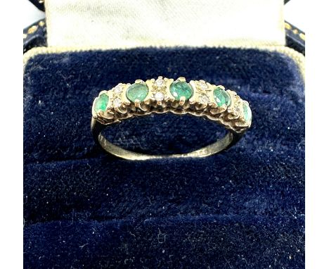 9ct gold vintage emerald &amp; diamond ring (1.4g) 