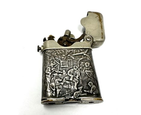 Vintage Thorens silver lighter, a rare Swiss claw lighter marked 935 with repousse work to sides 