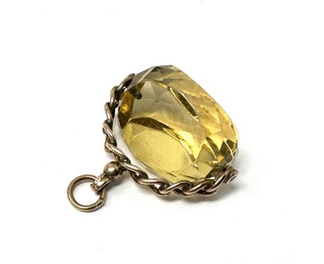 9ct gold vintage citrine fob (14.1g) 