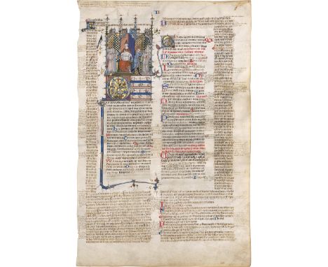 -- Kirchenrecht - illuminiertes Blatt aus einer Handschrift des Gratianus-- Gratianus de Clusio. Concordia discordantium cano