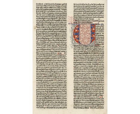 Gregorius I. Moralia in Job. 328 (statt 329) nn. Bl. 2 Spalten. 58 Zeilen. Got. Typ. Schriftraum: 28,6 x 18,2 cm. Format: 40,