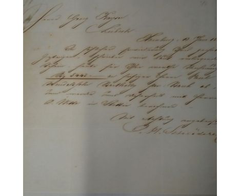 Hamburg. - Schröder, Johann Heinrich Frhr von, Hamburger Kaufmann, internationaler Großhändler und Bankier (1784-1883). Brief