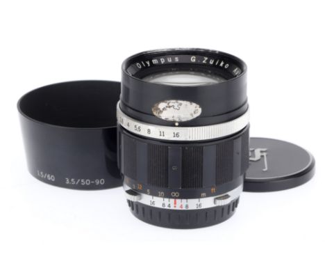 An Olympus Zuiko Auto-T f/1.5 60mm Lens, black, serial number 101226, barrel VG, optics G with very light cleaning marks to f