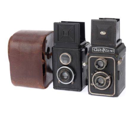 An Altiflex Medium Format TLR Cameras, comprising an Altissa Altiflex 1, black, body G, shutter working, focus working, iris 