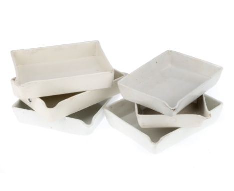 A Selection of Ceramic Developing Trays, to include a set of three 7x9 inch, two signed "Granatine", a pair of 6x8 inch, and 