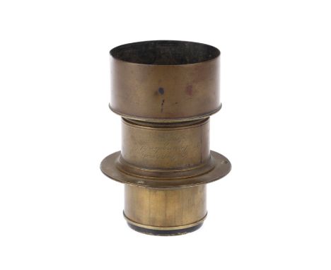 A C Shepherds Brass Lens, brass, serial no. 4337, lens length not including hood approx 75mm, front &amp; rear element diamet