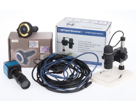 Microscope Digital Cameras, including a boxed USB digital microscope, a boxed digital camera eyepiece, another microscope eye