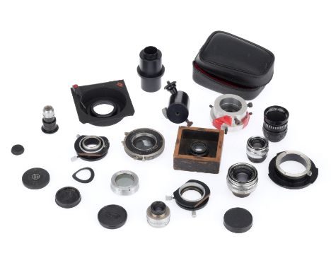 A Selection of Camera and Enlarger Lenses, to include a Componon f/5.6 135mm, a Componon f/5.6 80mm, a Componon f/5.6 105mm, 