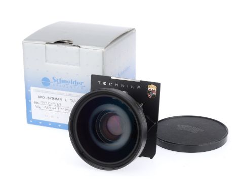 Schneider Kreuznach Super-Symmar 150mm f/5.6 XL-105° Aspheric MC Large Format Camera Lens, black, serial number 14874575, bar