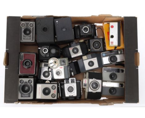 A Selection of Box Cameras, to include a number of Kodak Instamatic models, a maroon Portrait Brownie, body P, Ensign Ful-Vue