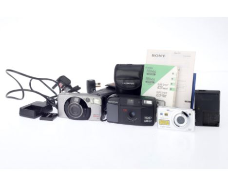 A Selection of Compact Cameras, to include a Sony Cyber Shot DSC-W210 digital camera, with battery and charger, there is a th