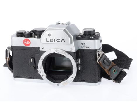 A Leica R3 Electronic Camera Body, silver, serial number 1479892, body G, slight evidence of battery leakage but electronics 