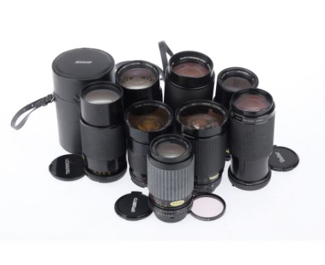 A Group of Telephoto Zoom Lenses, to include a Vivitar Series 1 f/2.8-3.5 28-90mm, barrel G, optics G with light dust, a Vivi