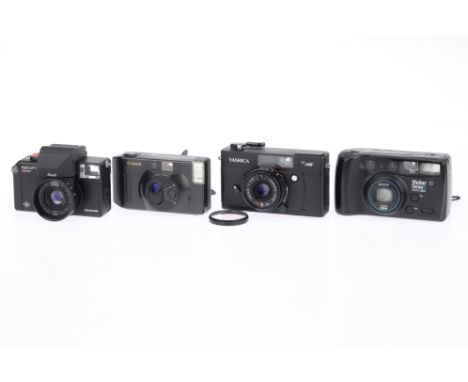 A Mixed Group of Compact Cameras, comprising a Canon Snappy S, body G, works when battery inserted, an Agfa Optima, body P, t