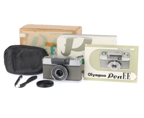 silver/grey, serial number 423498, body VG, shutter works, iris works and appears to respond to light, with a Zuiko f/3.5 2.8