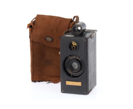 An Ansco Memo Half Frame Box Camera black, serial number 12853, body G, shutter works, iris works, optics F with haze, frame 