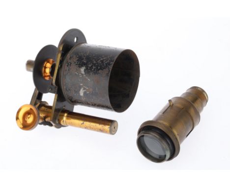 A Pair of Victorian Magic Lantern Microscope Attachments, comprising an example marked as "Newton, Fleet St, London", with ra