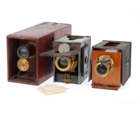 3 Unusual Magic Lanterns, including 2 folding magic lanterns, both missing illuminants and chimneys, and another in a mahogan