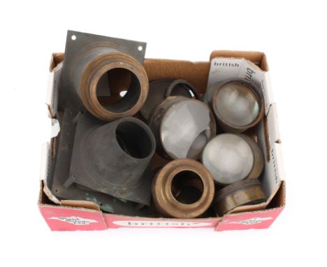Collection of Magic Lantern Parts, including condenser lenses, and other brass parts, a lot