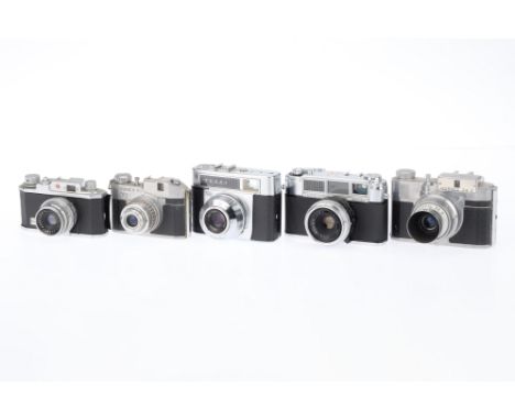 A Selection of 35mm Film Cameras, comprising a Yashica Minister, body G, shutter speeds inaccurate, optics F-G, A Zeiss Ikon 