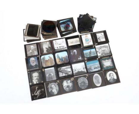 Lantern Slides Collection of 62 lantern slides including 3 showing lifeboats, including a launch, fishermen at Whitby, Naval 