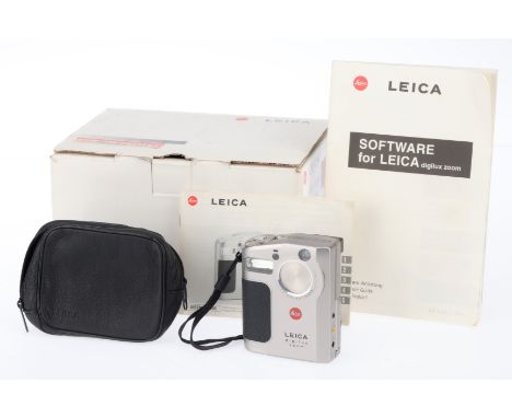 A Leica Digilux Zoom Compact Camera, silver, serial number 2535838, body G, powers up, flash works, takes a picture, with 16M
