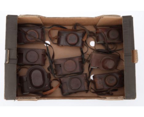 A Selection of Leica Camera Cases, brown leather, mostly G, some well used, a total of 9 ERC's.