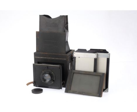 A Mentor Reflex 6x9 Folding SLR Camera, black, leather covered, body P, some wear to the black leather, focal plane shutter i