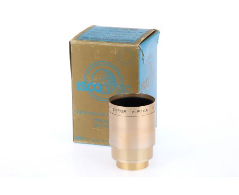 An Isco-Gottingen Super-Kiptar f/2 95mm Lens, brass colour, barrel G, optics G with light haze and cleaning marks, in maker's