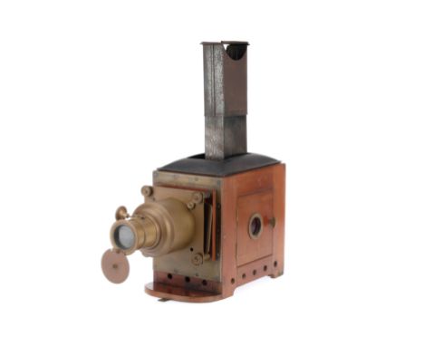 Victorian Brass &amp; Mahogany Magic Lantern, English, c.1890, unsigned but similar to those by Newton, French polished mahog