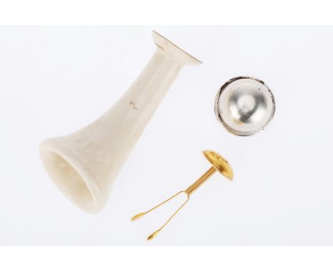 An Early Gold Contraceptive Coil, &amp; Other Items, American, c.1920, intrauterine device, stamped 'AL', 6cm long; a Hawkins