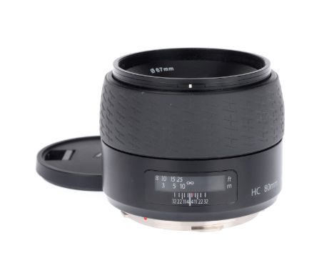 A Hasselblad H System HC f/2.8 80mm Lens 2002, black, serial no.7CSP15520, made in Japan by Fuji, body G-VG, optics G, mild f