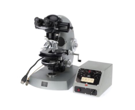 Classic Microscopy Zeiss Microscope, Carl Zeis Jena binocular microscope with control box, Phase contrast, mechancial stage, 