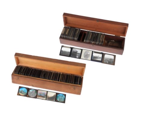 Lantern Slides 2 boxes of lantern slides, mixed subjects. Notably some good Swiss mountain images, Country Houses by Walls an