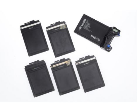 A Selection of Film Plate Holders, comprising 5off 4x5inch Lisco Fidelity holders, G, and a Polaroid 545 Pro plate holder bac