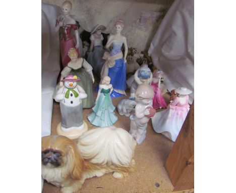 A Coalport The Snowman figure together with Royal Doulton figures, Nao figures, Beswick animals etc