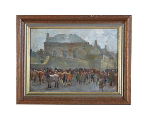 λ&nbspCHARLES CUNDALL (BRITISH 1890-1971) HORSE FAIR, IRELAND   Oil on board Stamped with Studio stamp (verso) 24 x 33cm (9¼ 