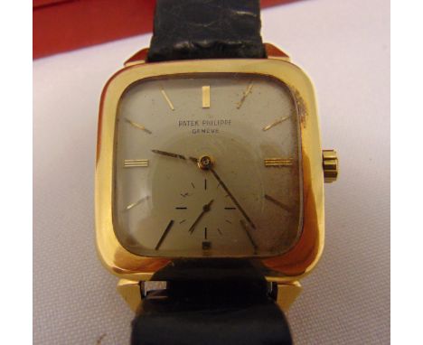 Patek Philippe 18ct gold gentlemans wristwatch circa 1950 with subsidiary seconds dial on leather escarpment strap with gold 