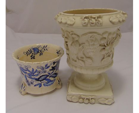 A Casa Pupo white ceramic vase of classical form on raised square base, 30cm (h) and a Casa Pupo jardinière decorated with fl