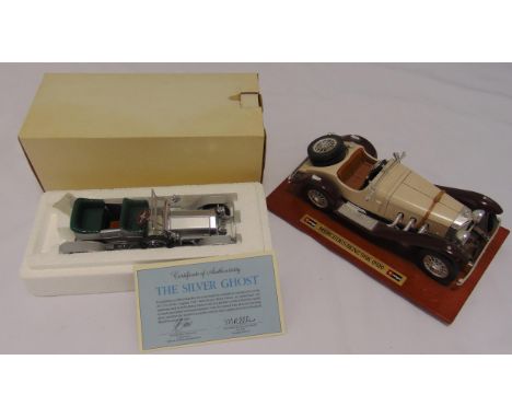 The Silver Ghost diecast model in original packaging and Brago Mercedes Benz SSK 1928