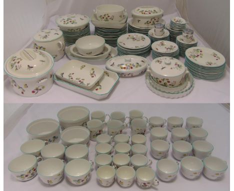 Royal Worcester Strawberry Fair dinner, tea and coffee set for twelve place settings to include plates, bowls, cups, saucers,