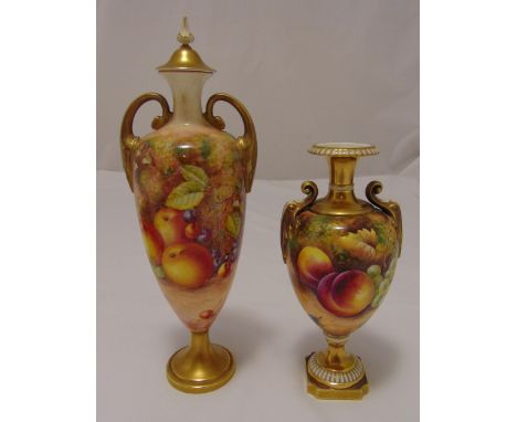Royal Worcester hand painted covered vase signed  Freeman, 32cm (h) and another Royal Worcester vase of classical form, hand-