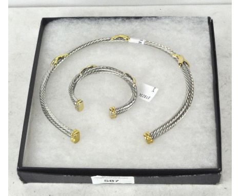A plated 'rope twist' necklace collar and bangle, retailed by H Samuel