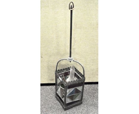 A stained glass hanging light, 83cm high including mount (AF)