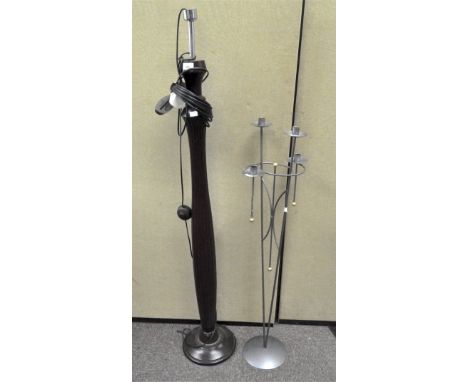A modern standard lamp and a large candlestick, largest 140cm high