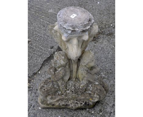 A reconstituted stone figure garden stand, 70cm high