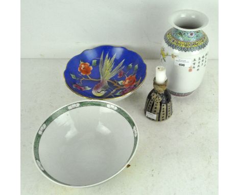 Two modern Chinese porcelain items, including a vase, a yellow-ground bowl, a John Stevenson &amp; Sons phoenix pattern bowl 