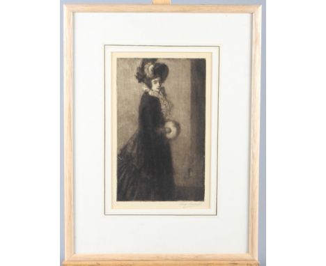 Lucy Lancaster: a mezzotint portrait of an Edwardian woman, in strip frame