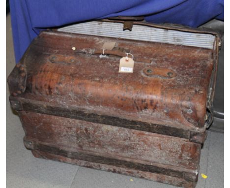 A 19th Century brown leather trunk